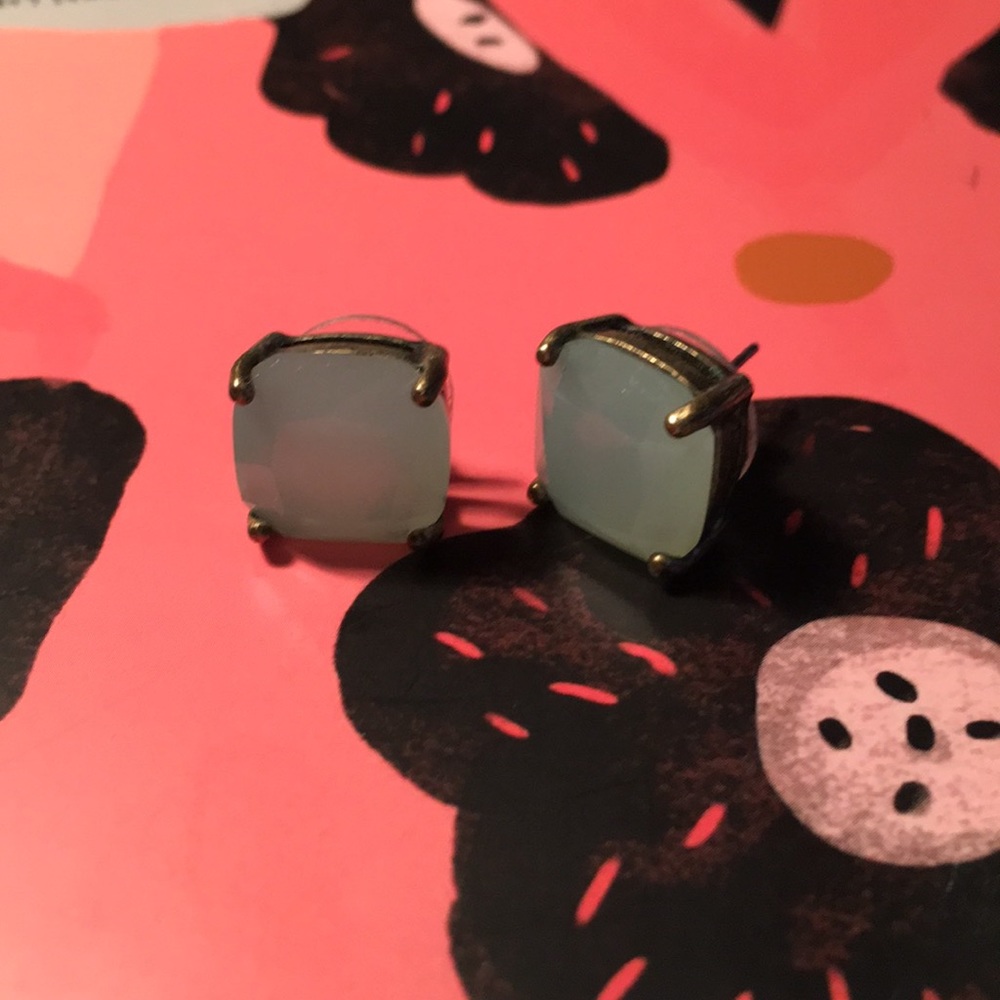 Large square semiprecious stone studs